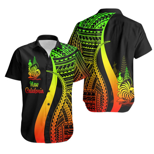 New Caledonia Short Sleeve Shirt - Reggae Polynesian Tentacle Tribal Pattern Crest