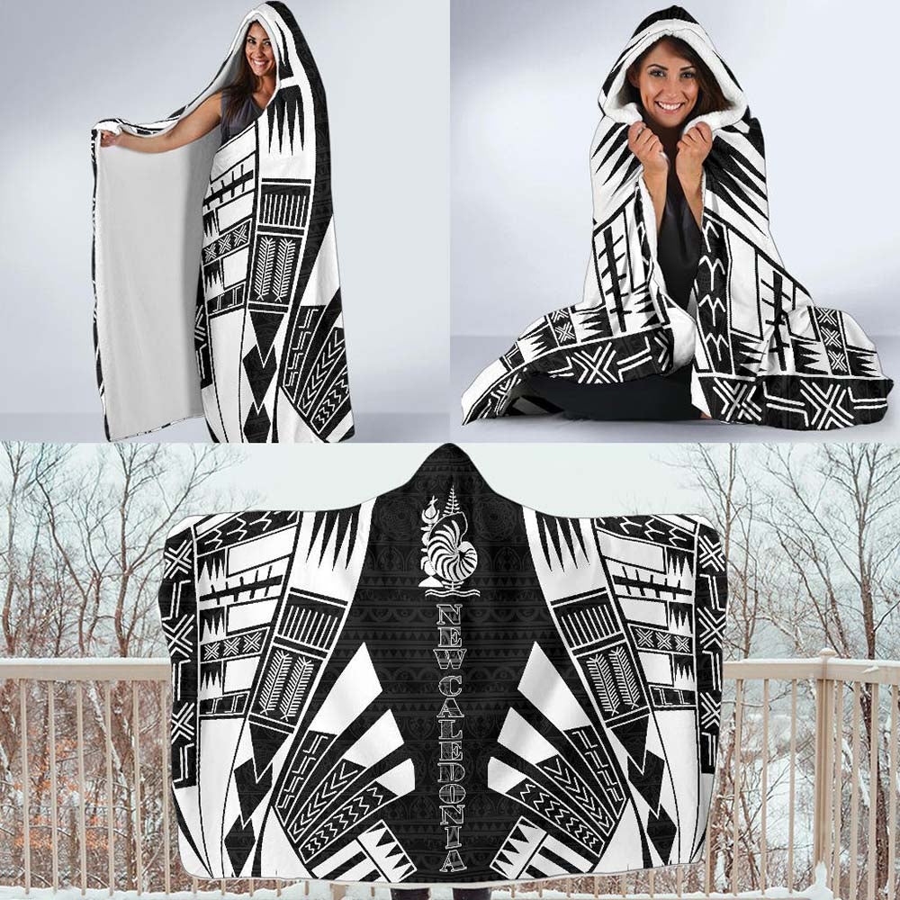 New Caledonia Hooded Blanket - Polynesian Tattoo Black