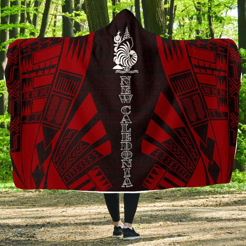 New Caledonia Hooded Blanket - Polynesian Tattoo Red