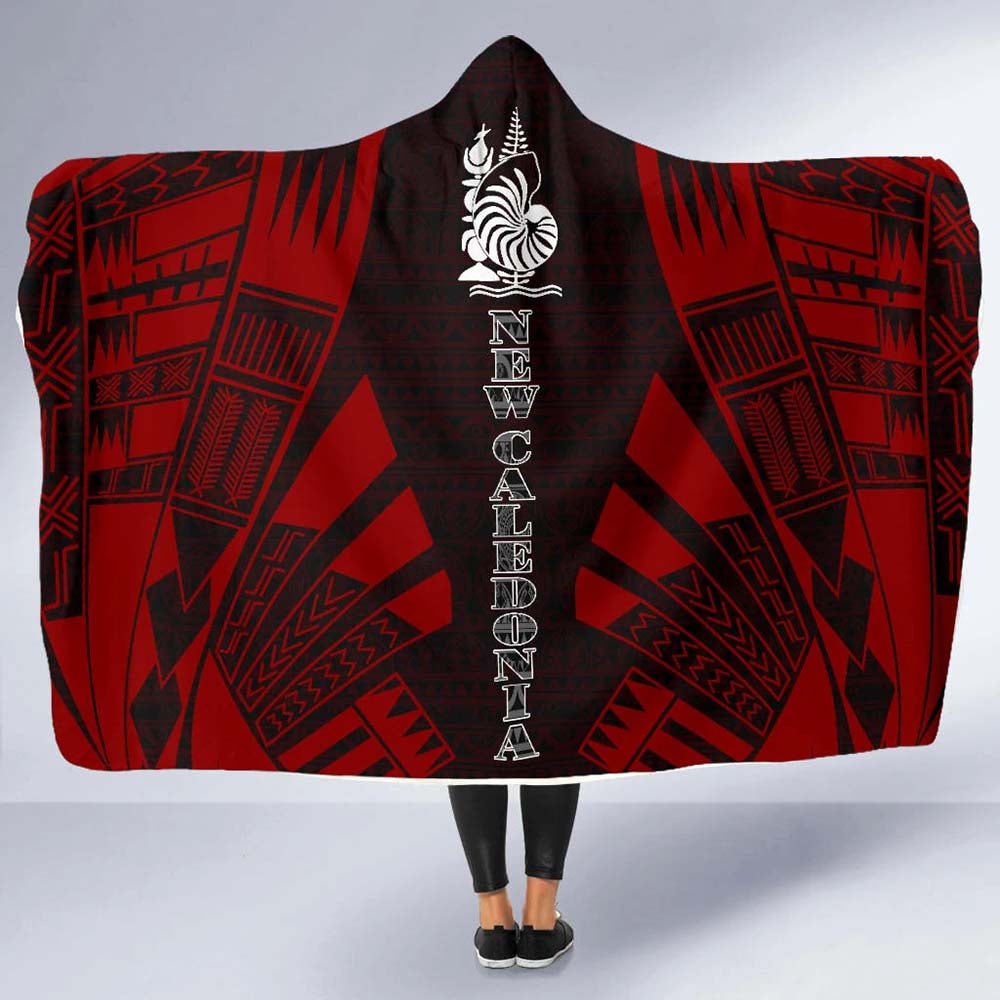 New Caledonia Hooded Blanket - Polynesian Tattoo Red