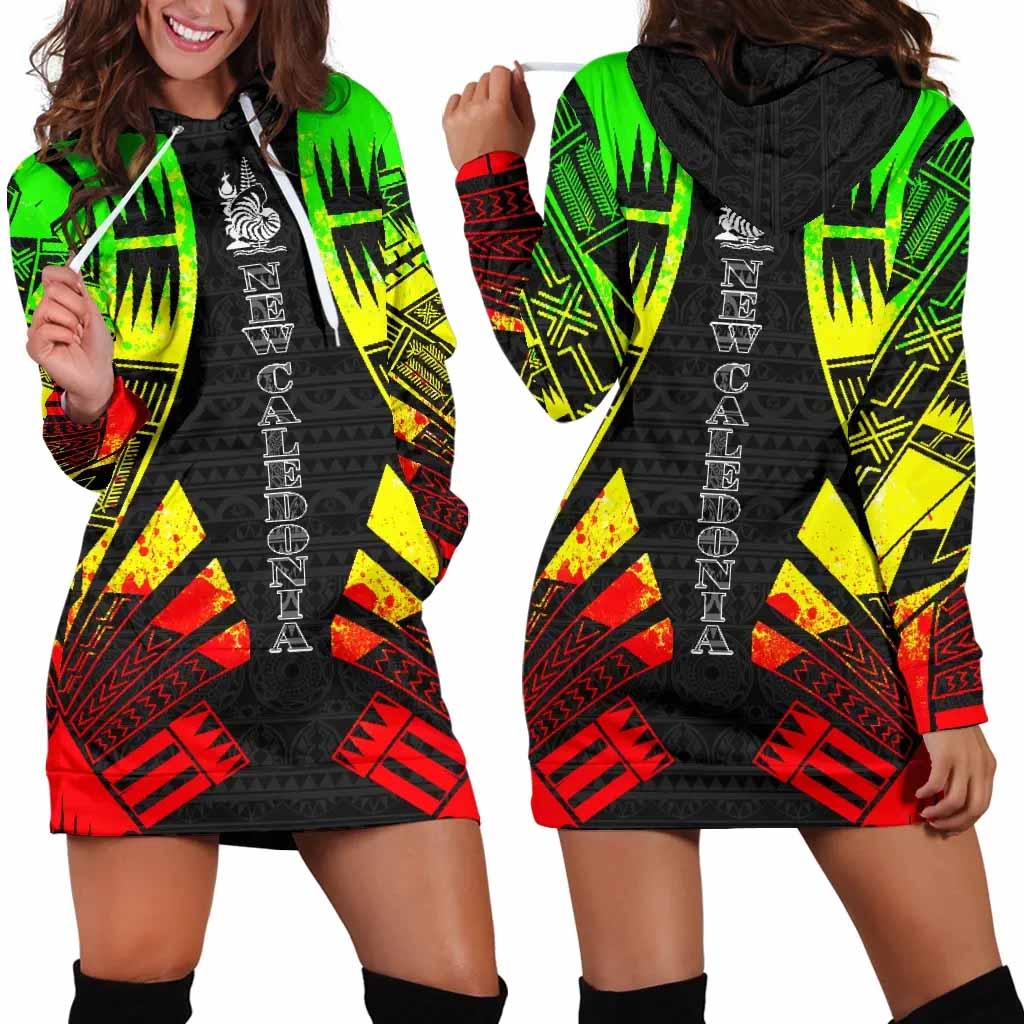 New Caledonia Hoodie Dress - Polynesian Tattoo Reggae