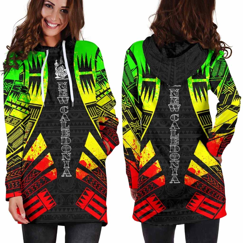 New Caledonia Hoodie Dress - Polynesian Tattoo Reggae
