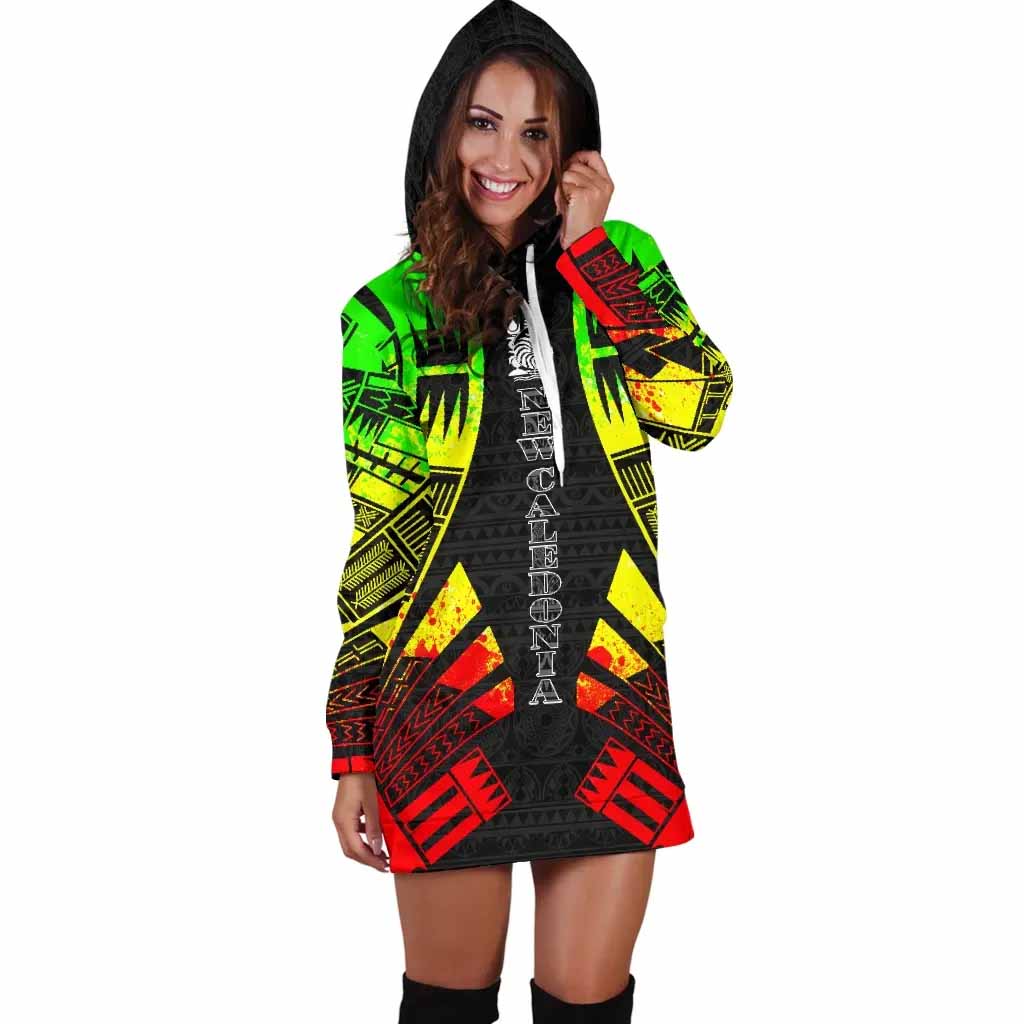 New Caledonia Hoodie Dress - Polynesian Tattoo Reggae