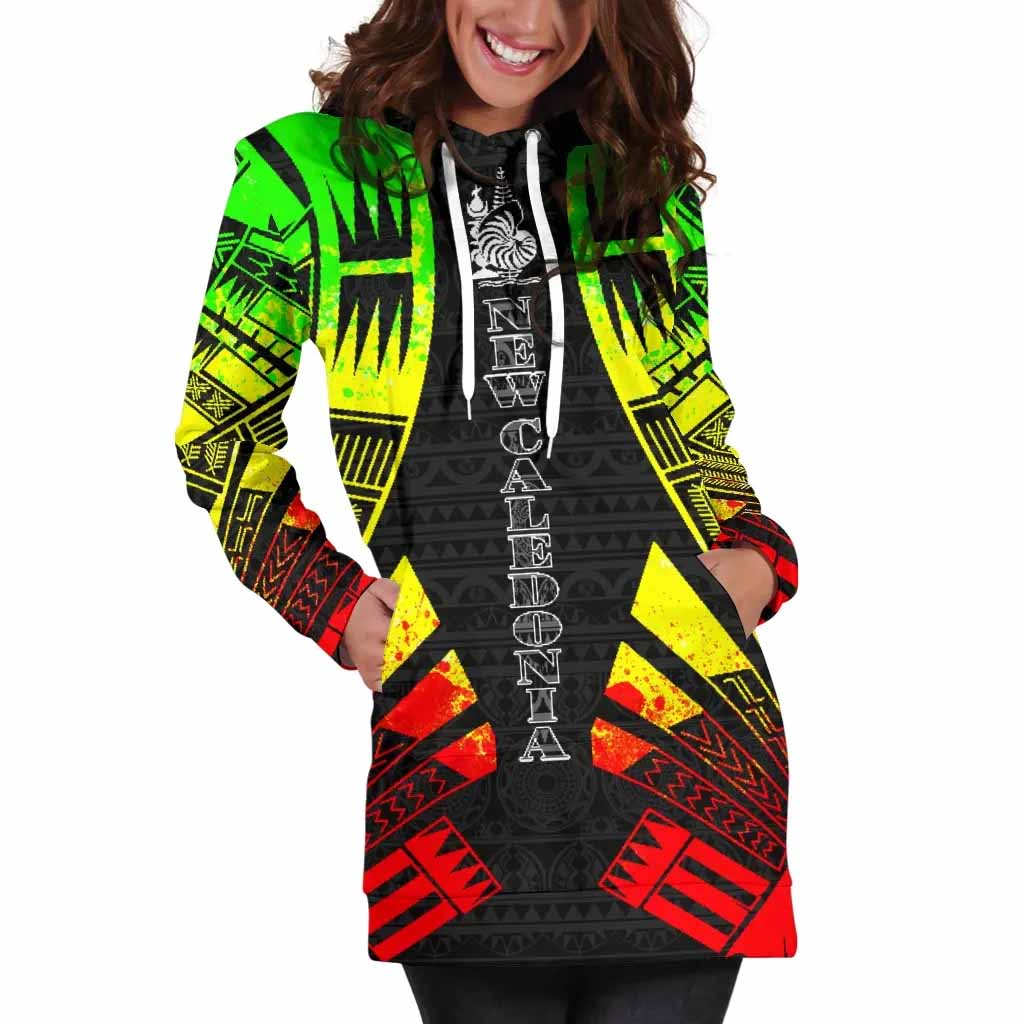 New Caledonia Hoodie Dress - Polynesian Tattoo Reggae