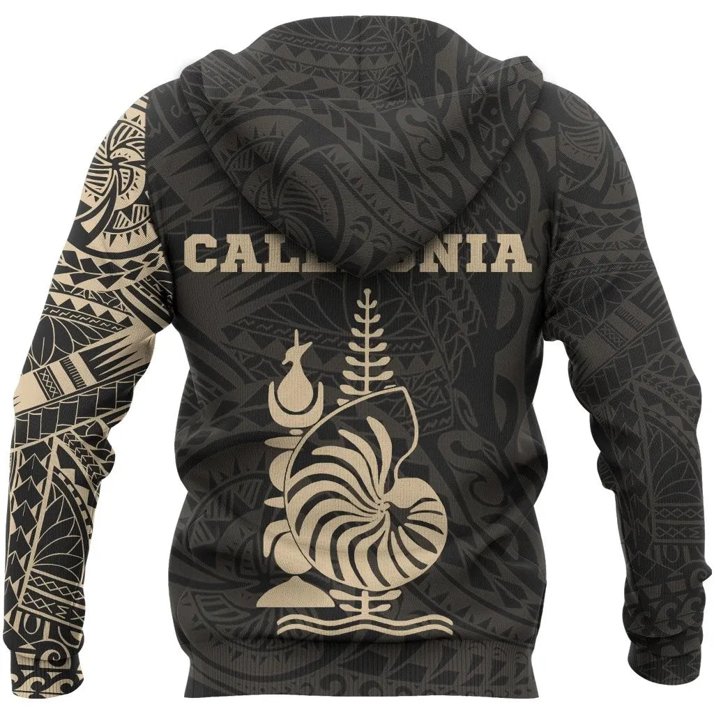 New Caledonia Hoodie - New Caledonia Flag Polynesian Tattoo Style