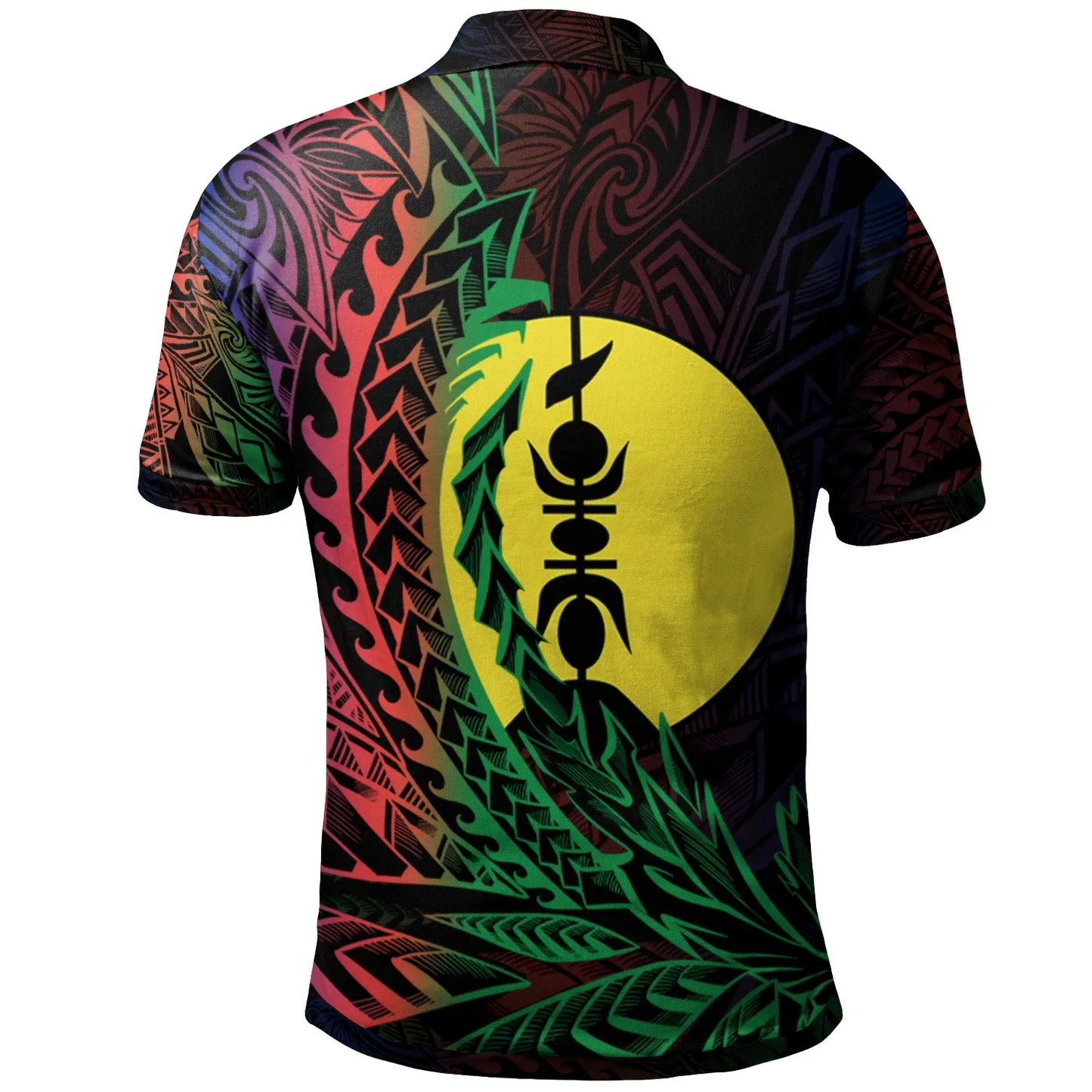 New Caledonia Polo Shirt - Kaala-Gome������n Wings Style Flag Color
