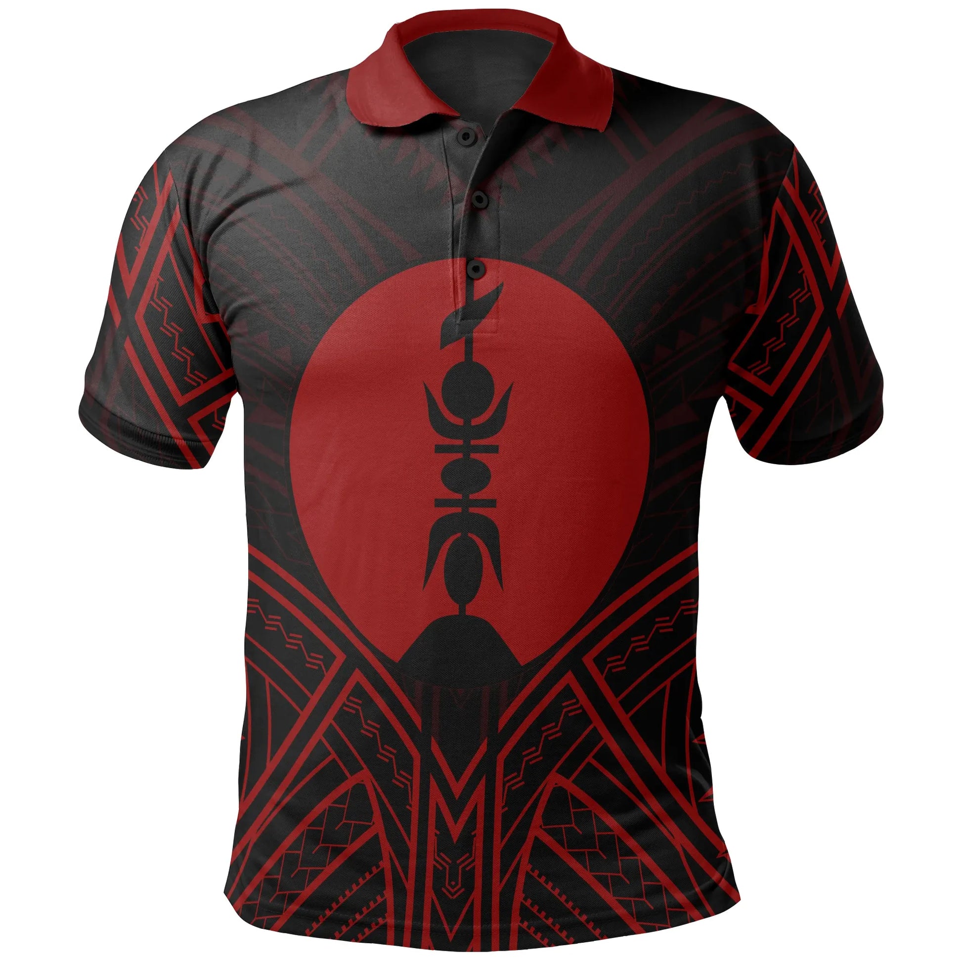 New Caledonia Polo Shirt - New Caledonia Seal Red Tribal Patterns