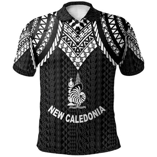 New Caledonia Polo Shirt - Polynesian Armor Style Black