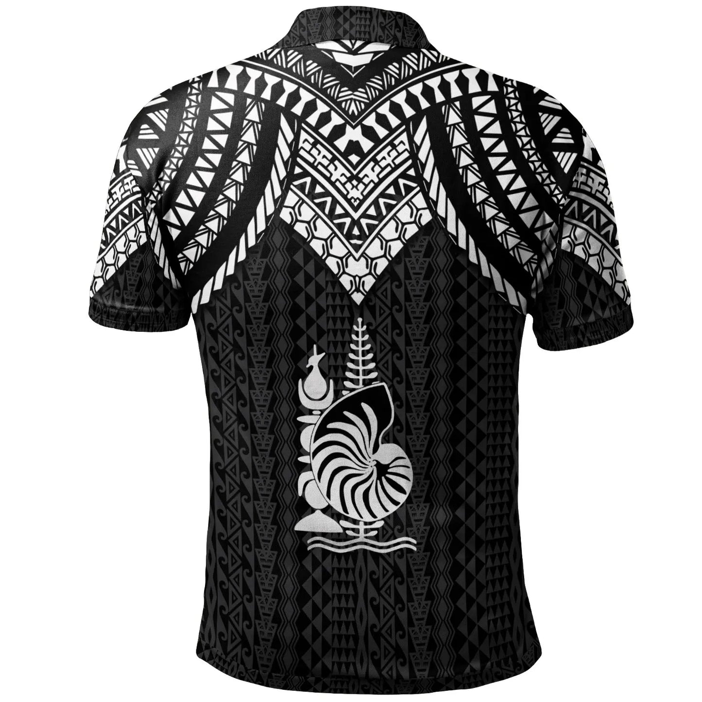 New Caledonia Polo Shirt - Polynesian Armor Style Black