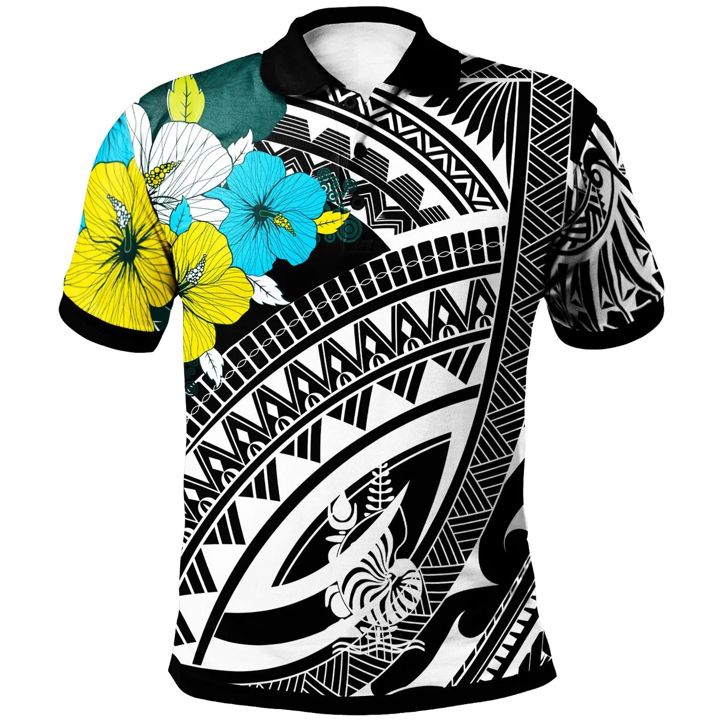 New Caledonia Polo Shirt  - Polynesian Pattern Black Color