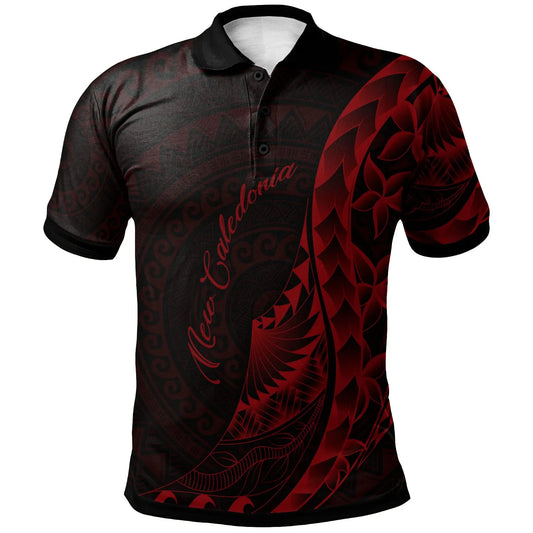 New Caledonia Polo Shirt - Polynesian Pattern Style Red Color