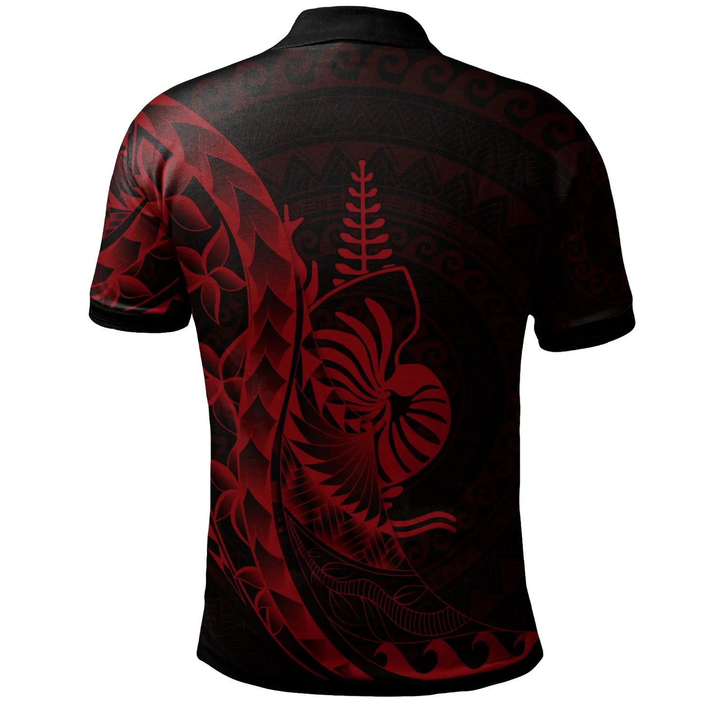 New Caledonia Polo Shirt - Polynesian Pattern Style Red Color