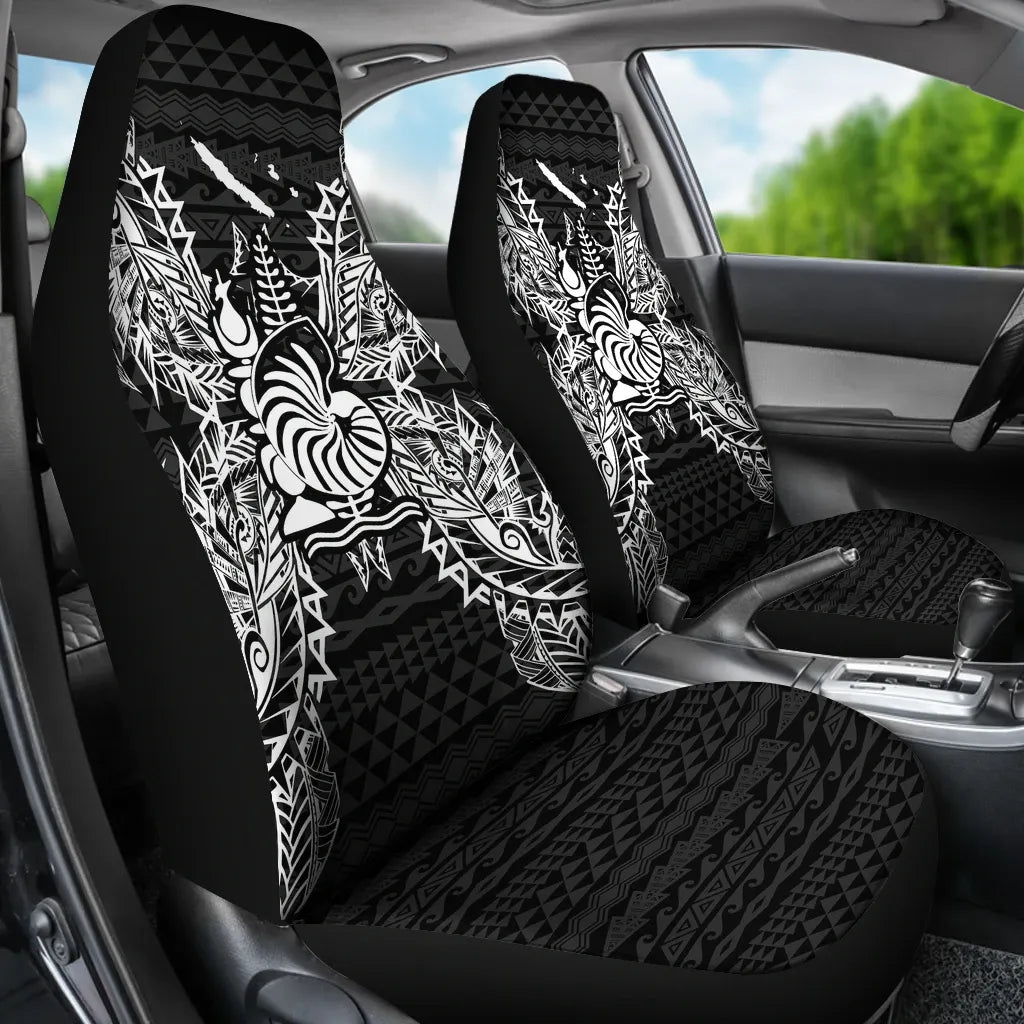 New Caledonia Car Seat Cover - New Caldonia Coat Of Arms Map Black