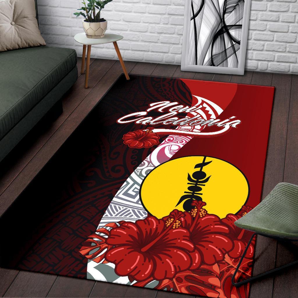 New Caledonia Polynesian Area Rug - Coat Of Arm With Hibiscus