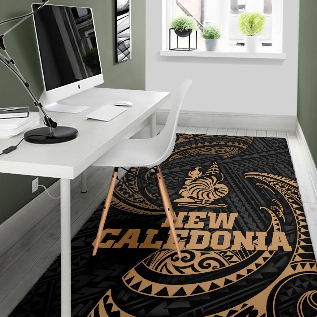 New Caledonia Polynesian Area Rug - Gold Tribal Wave