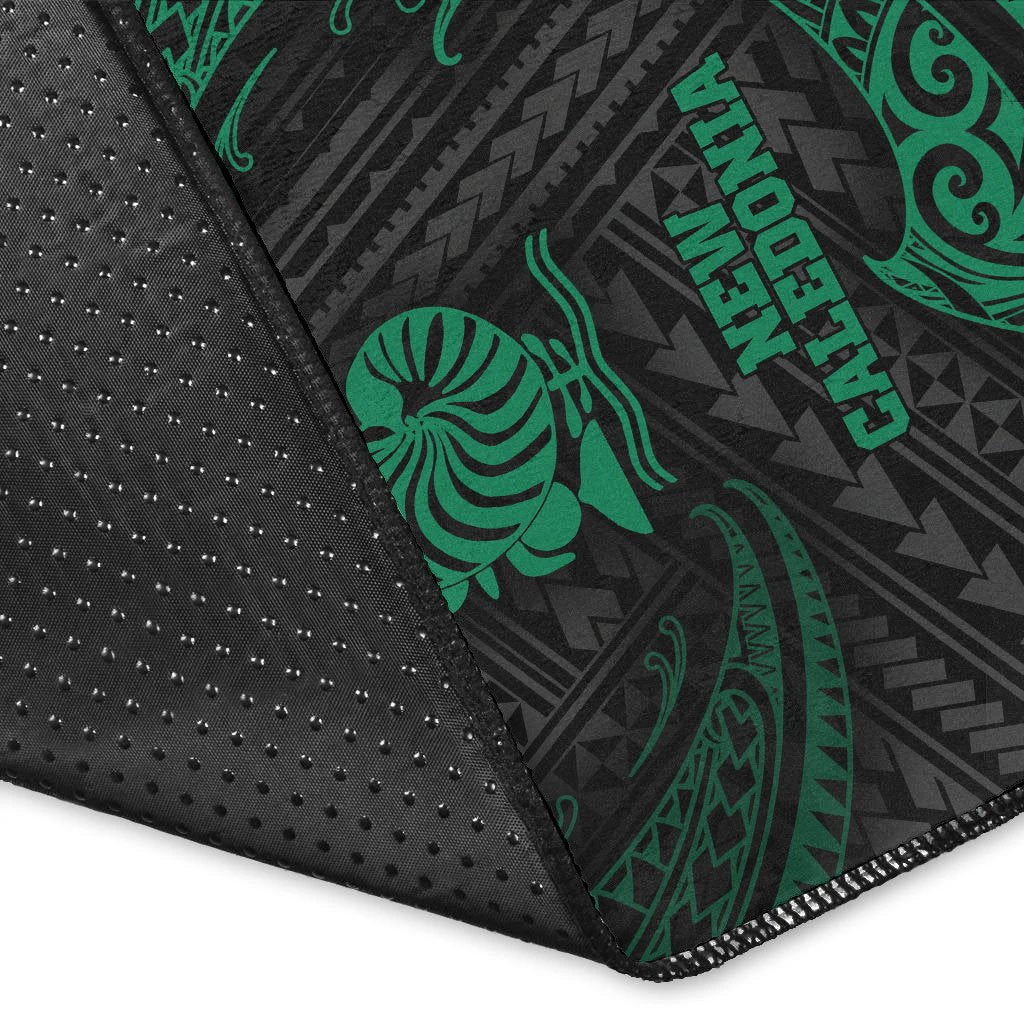 New Caledonia Polynesian Area Rug - Green Tribal Wave