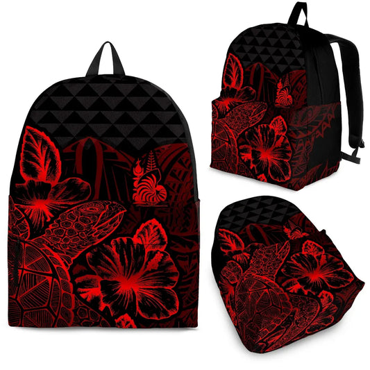 New Caledonia Polynesian Backpack Turtle Hibiscus Red