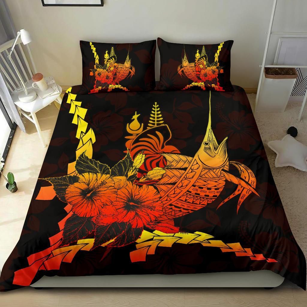 New Caledonia Polynesian Bedding Set - Swordfish With Hibiscus