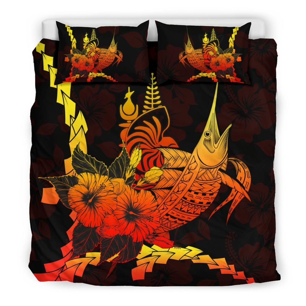 New Caledonia Polynesian Bedding Set - Swordfish With Hibiscus