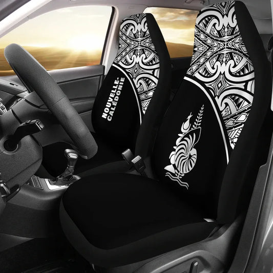 New Caledonia Car Seat Covers - New Caledonia Coat Of Arms Polynesian White Curve