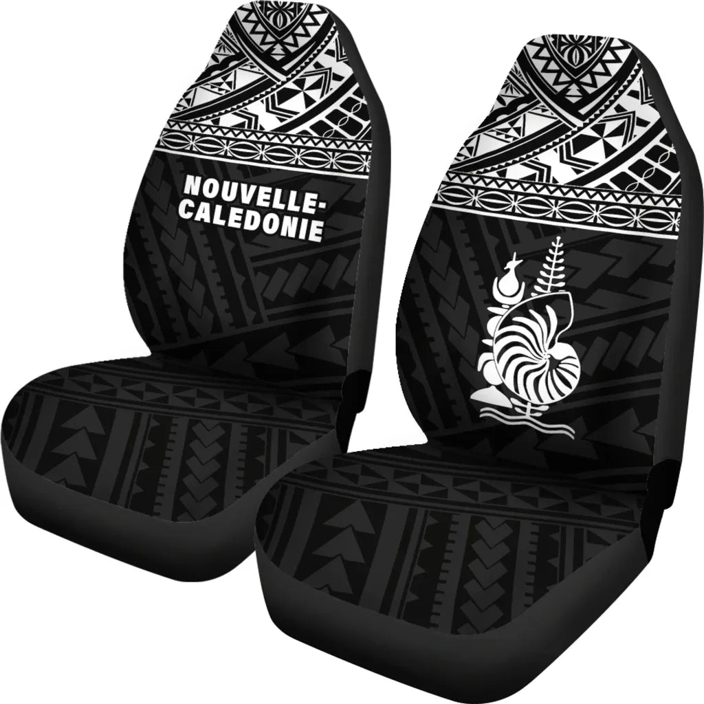 New Caledonia Car Seat Covers - New Caledonia White Coat Of Arms Polynesian Tattoo