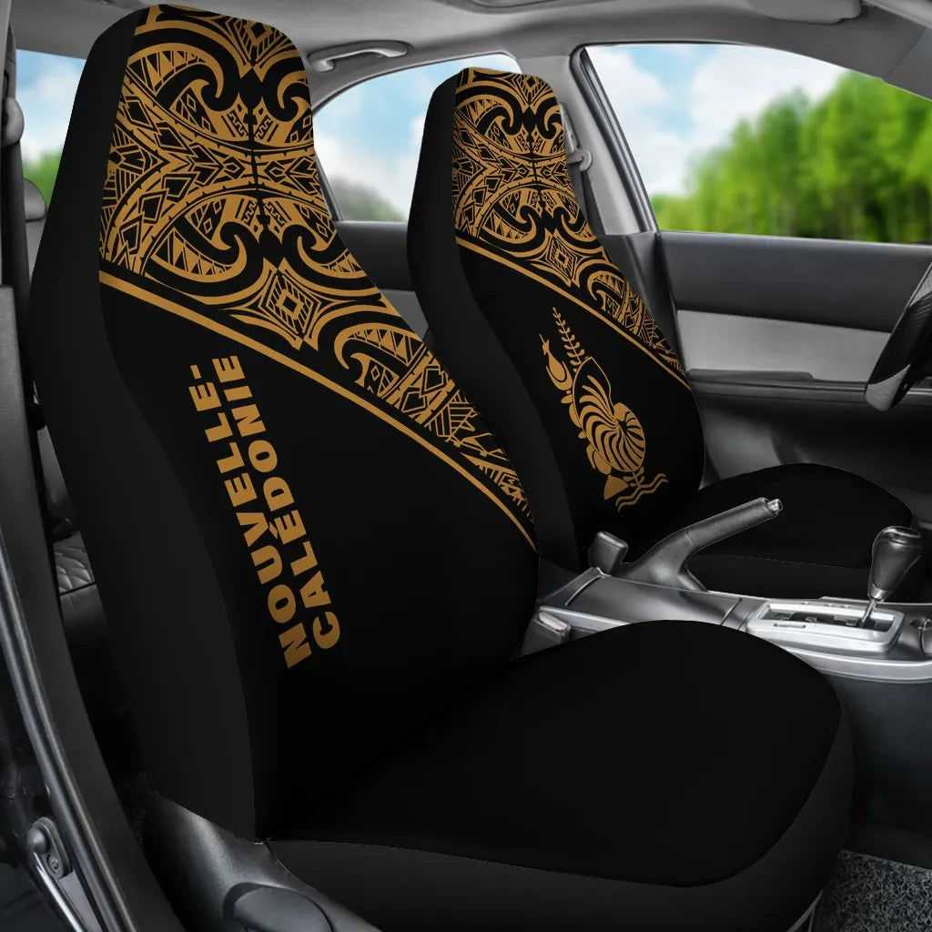 New Caledonia Car Seat Covers - New Caledonia Coat Of Arms Polynesian Gold Curve