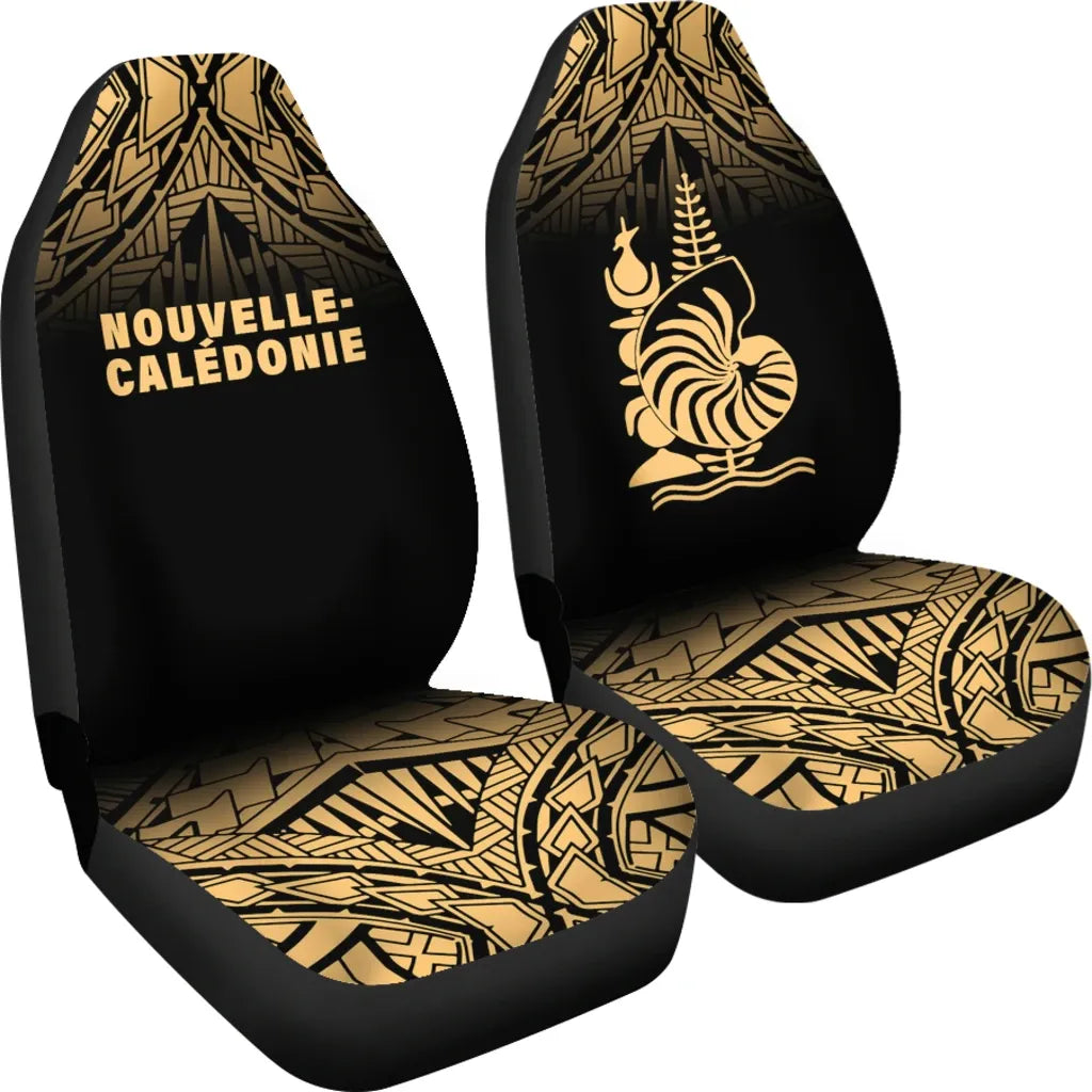 New Caledonia Car Seat Covers - New Caledonia Coat Of Arms Polynesian Tattoo Fog Gold