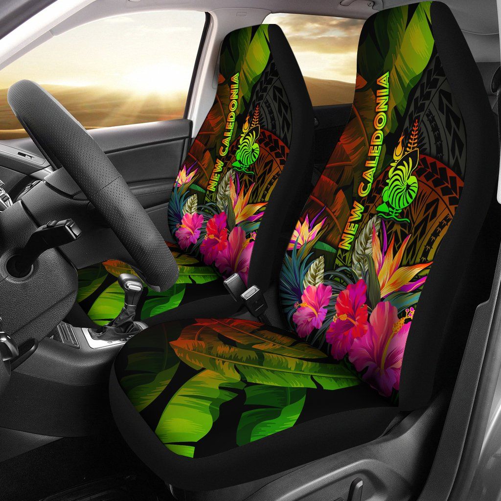 New Caledonia Polynesian Car Seat Covers - Hibiscus and Banana Leaves