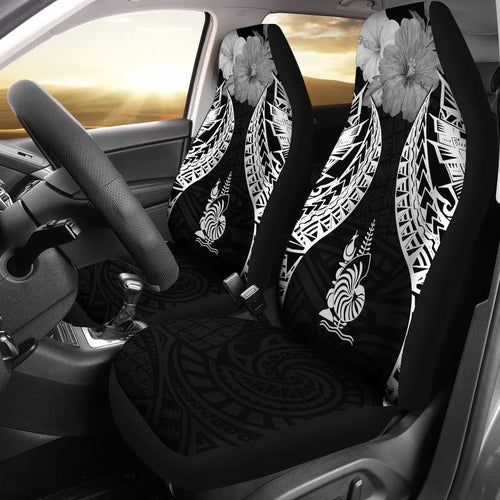New Caledonia Polynesian Car Seat Covers Pride Seal And Hibiscus Black