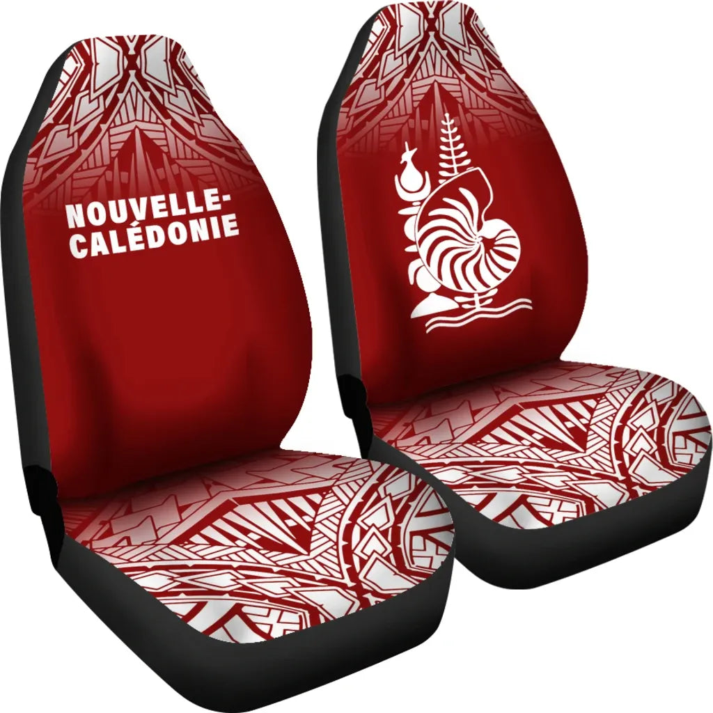 New Caledonia Car Seat Covers - New Caledonia Coat Of Arms Polynesian Tattoo Fog Red
