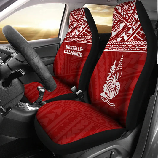 New Caledonia Car Seat Covers - New Caledonia Coat Of Arms Polynesian Tattoo Red