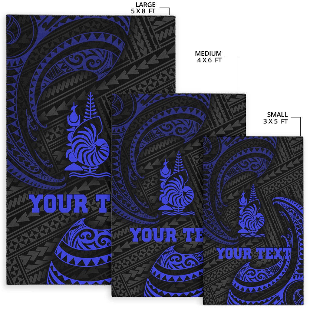 New Caledonia Polynesian Custom Personalised Area Rug - Blue Tribal Wave