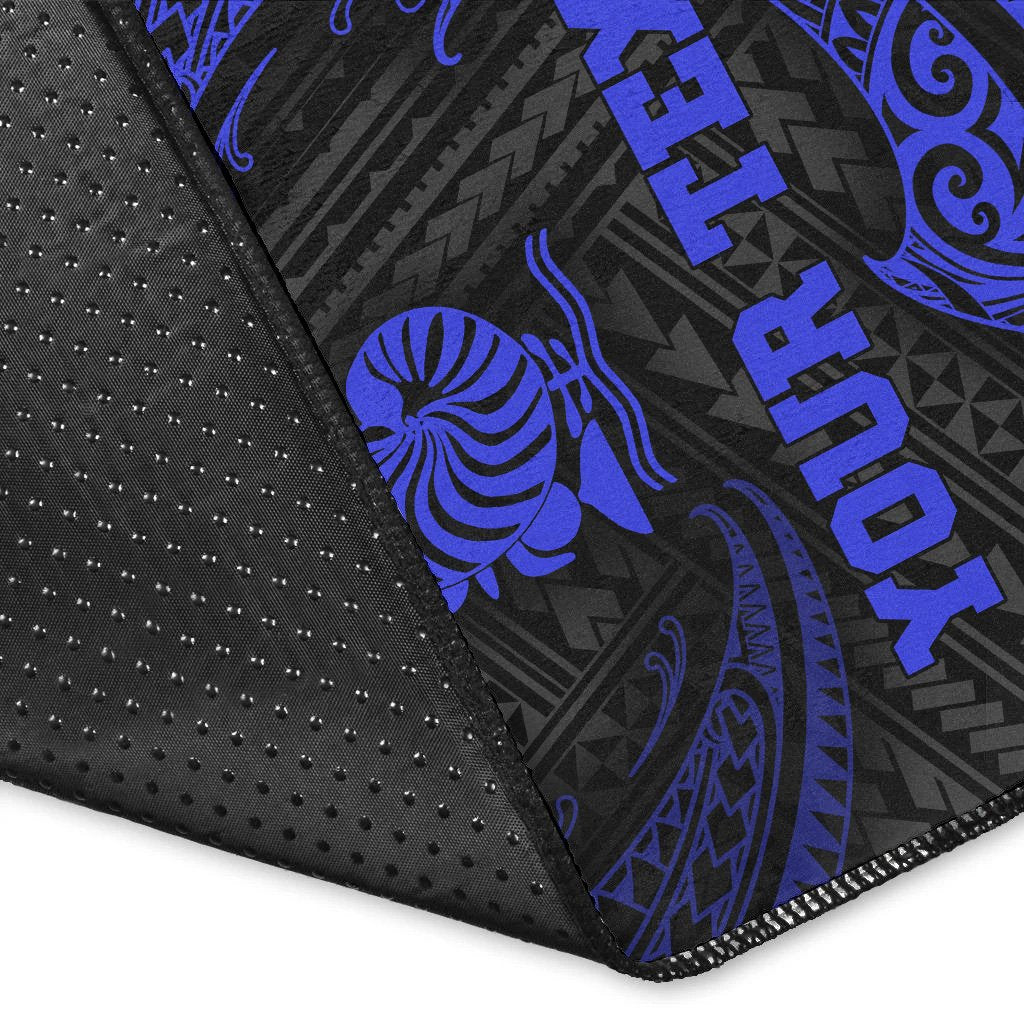New Caledonia Polynesian Custom Personalised Area Rug - Blue Tribal Wave