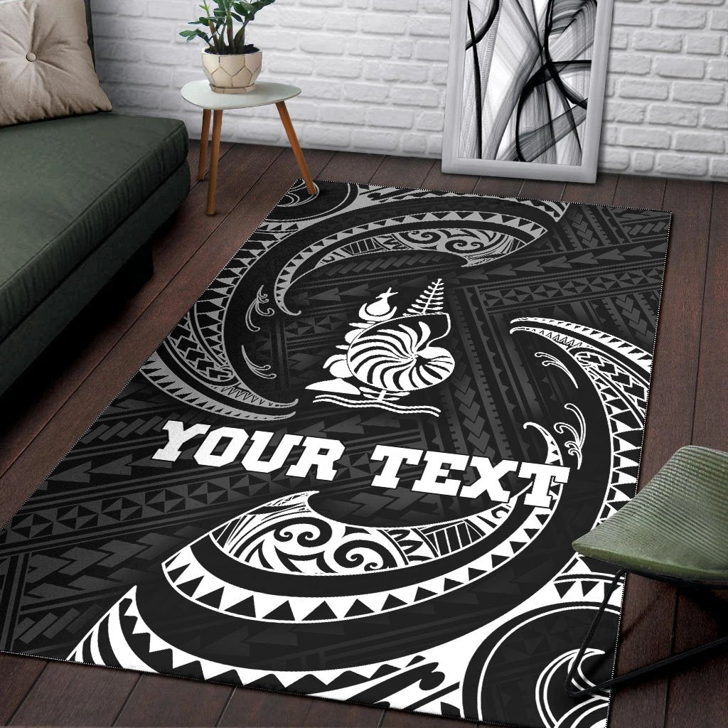 New Caledonia Polynesian Custom Personalised Area Rug - White Tribal Wave