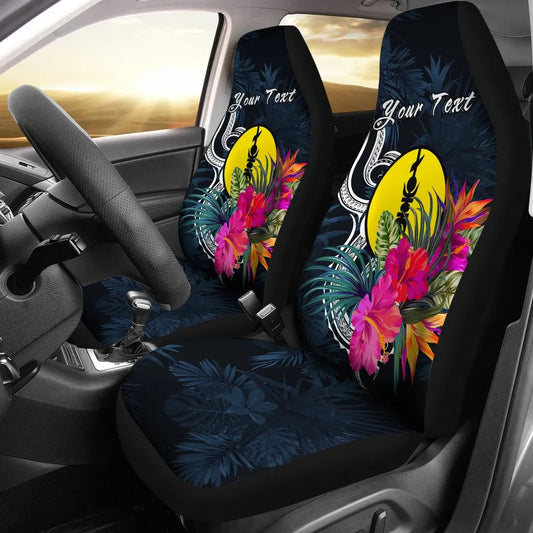 New Caledonia Polynesian Custom Personalised Car Seat Covers - Tropical Flower