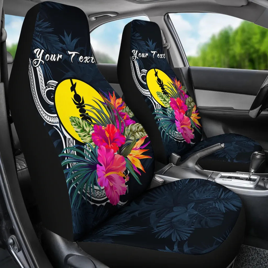 New Caledonia Polynesian Custom Personalised Car Seat Covers - Tropical Flower