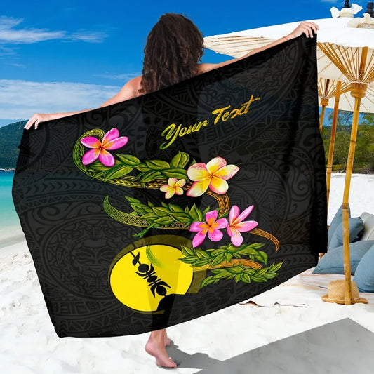 New Caledonia Polynesian Custom Personalised Sarong - Plumeria Tribal