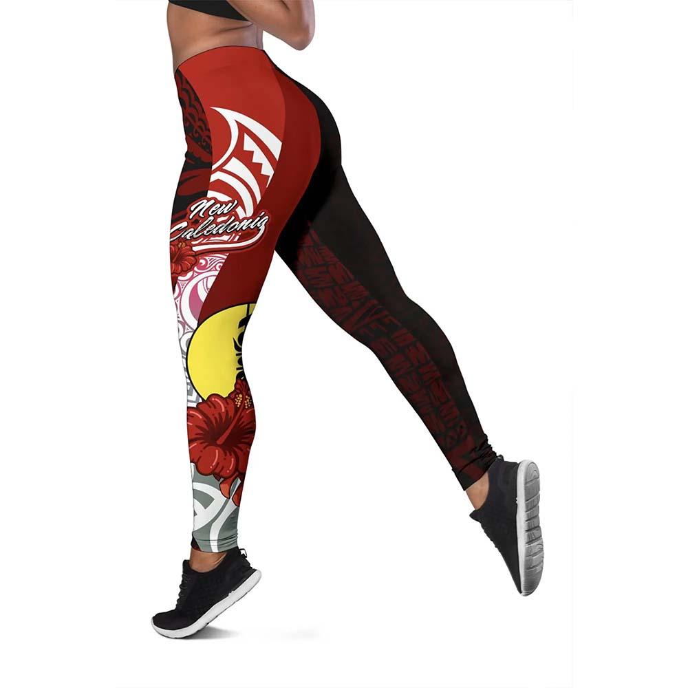 New Caledonia Polynesian Legging  - Coat Of Arm With Hibiscus