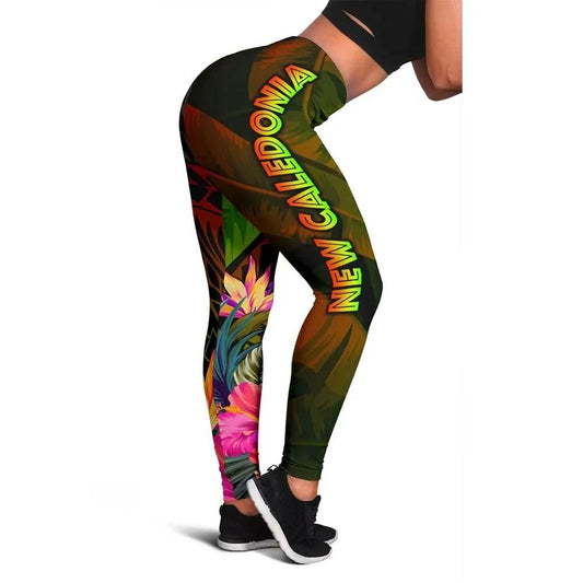 New Caledonia Polynesian Legging- Hibiscus and Banana Leaves