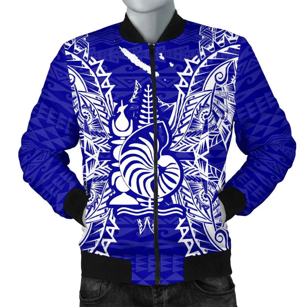 New Caledonia Polynesian Bomber Jacket Map Blue