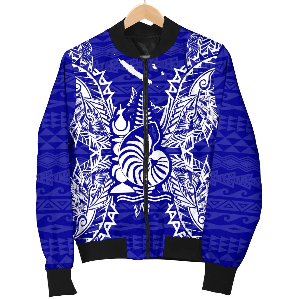 New Caledonia Polynesian Bomber Jacket Map Blue
