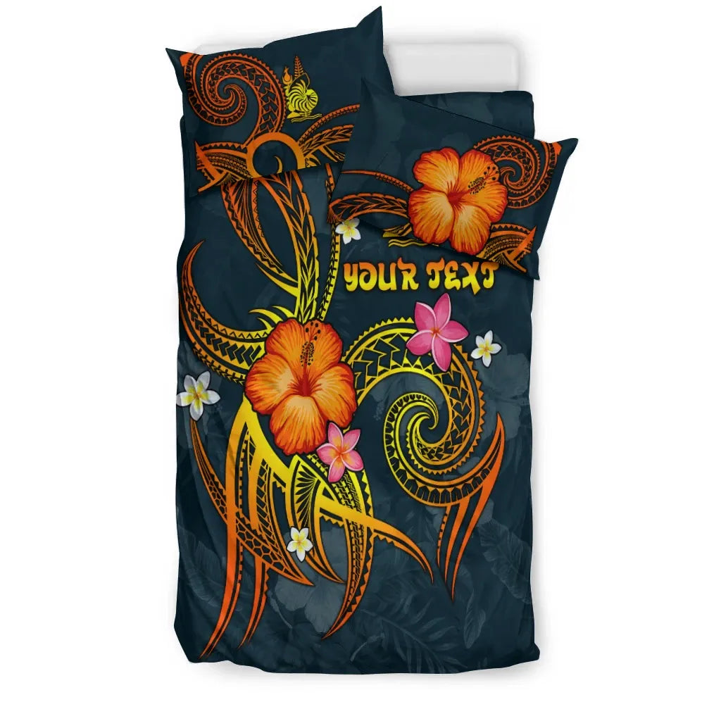 New Caledonia Polynesian Personalised Bedding Set - Legend Of New Caledonia (Blue)