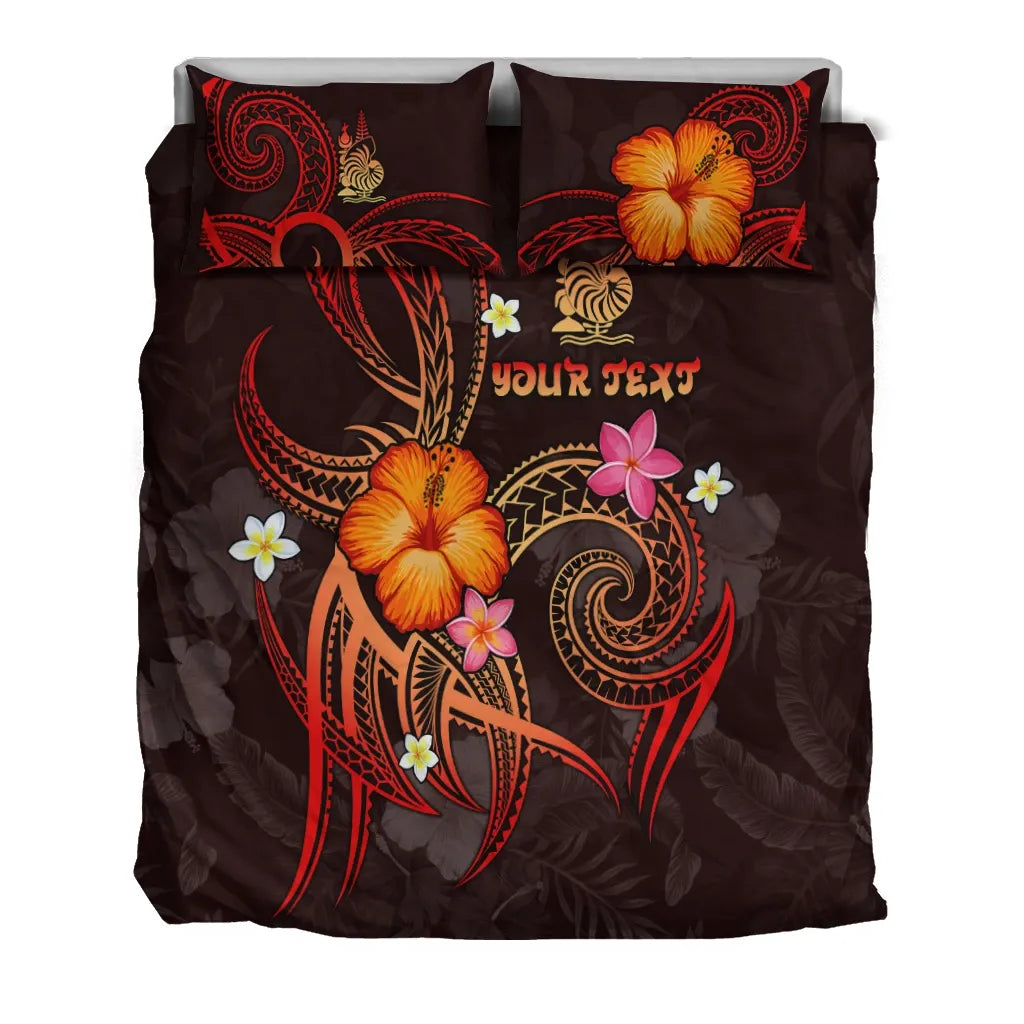 New Caledonia Polynesian Personalised Bedding Set - Legend Of New Caledonia (Red)