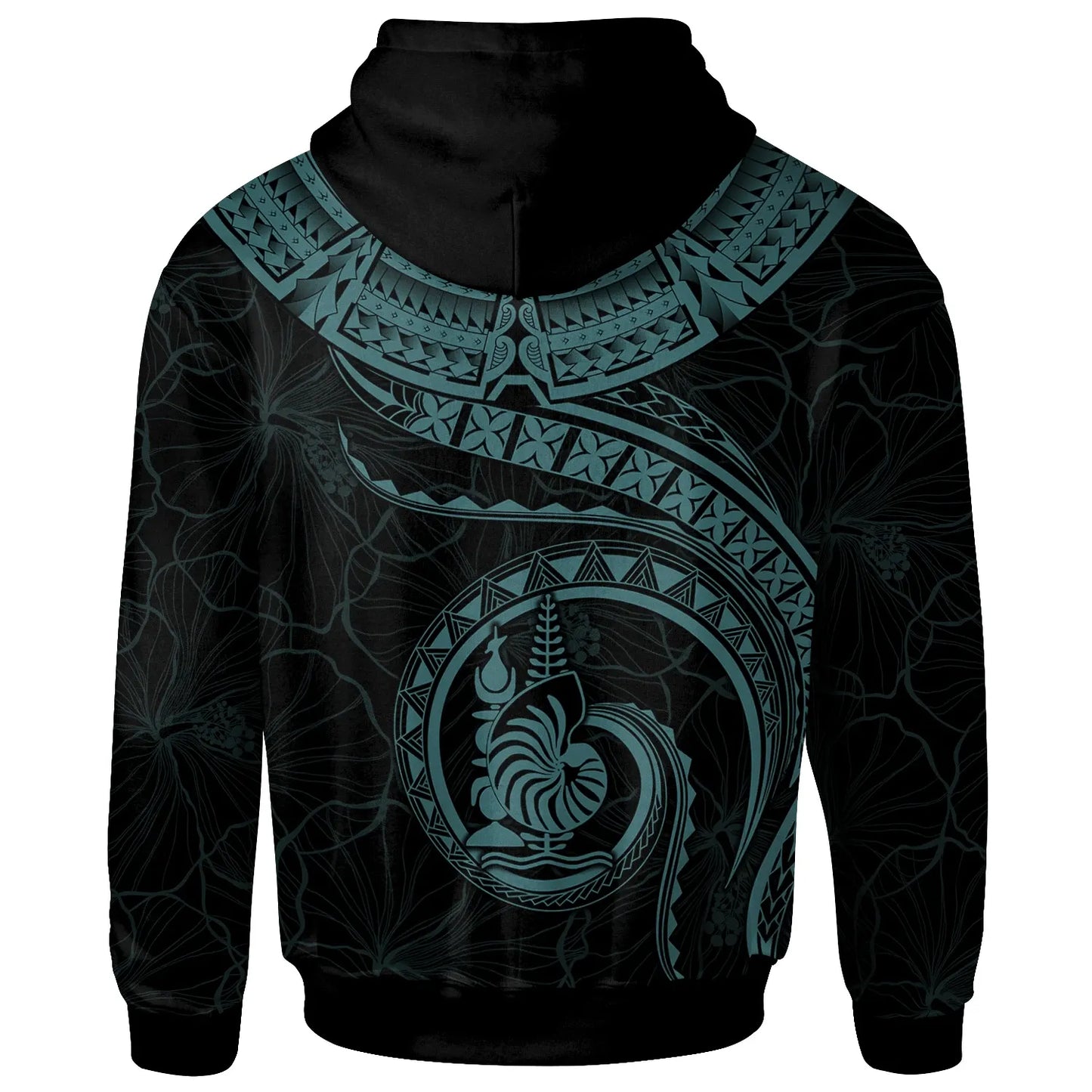 New Caledonia Polynesian Personalised Hoodie - New Caledonia Waves (Turquoise)