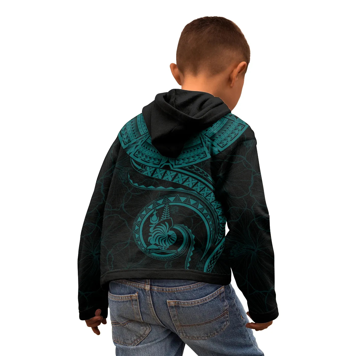 New Caledonia Polynesian Personalised Hoodie - New Caledonia Waves (Turquoise)