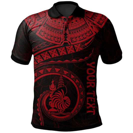 New Caledonia Polynesian Personalised Polo Shirt - New Caledonia Waves (Red)