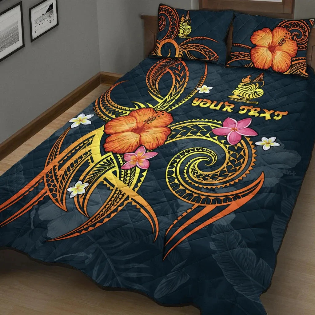 New Caledonia Polynesian Personalised Quilt Bed Set - Legend of New Caledonia (Blue)
