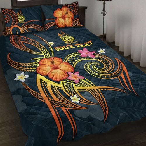 New Caledonia Polynesian Personalised Quilt Bed Set - Legend of New Caledonia (Blue)