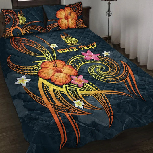 New Caledonia Polynesian Personalised Quilt Bed Set - Legend of New Caledonia (Blue)