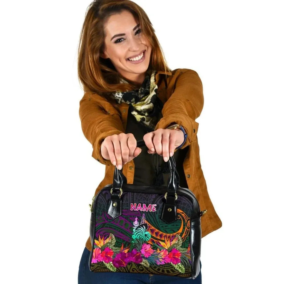 New Caledonia Polynesian Personalised Shoulder Handbag - Summer Hibiscus